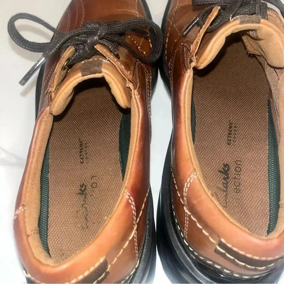 Clarks Mens GESSLER LACE Brown Leather Lace Derby Shoes Shoes NWOT 12 - Picture 9 of 9